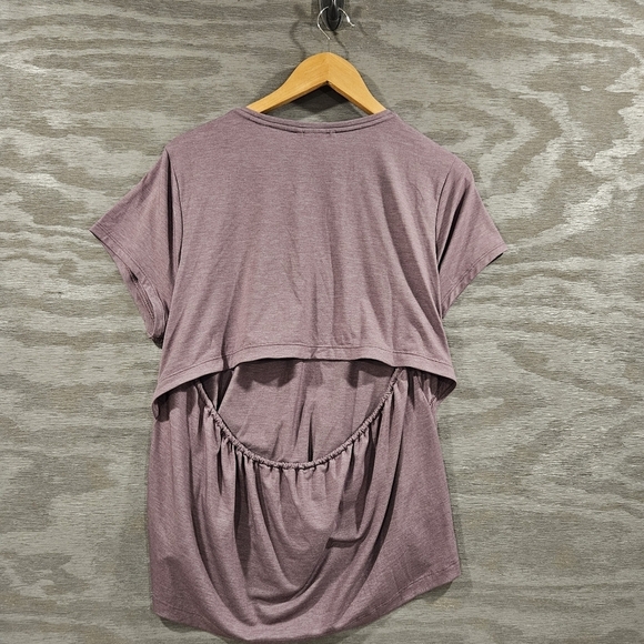 Athleta Air Out Cinch Tee XL Purple Top Open Back T-Shirt Workout Gym Athleisure - Picture 2 of 8
